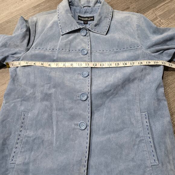 Vintage Monterey Bay Clothing Company Denim Blue Genuine Leather Jacket Size 14 - Picture 11 of 13